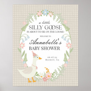 Póster Beige Silly Goose Gingham Mensaje de bienvenida a