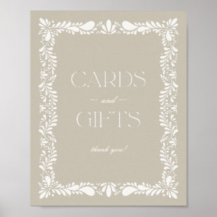 Póster Beige Talavera Tile Rótulo de regalos y tarjetas e