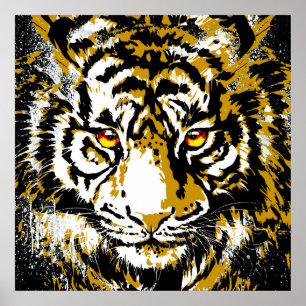 Póster Beige Tiger Head - Tiger Poster Square