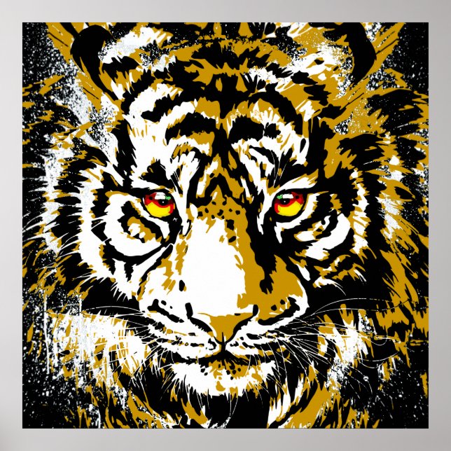Póster Beige Tiger Head - Tiger Poster Square (Frente)