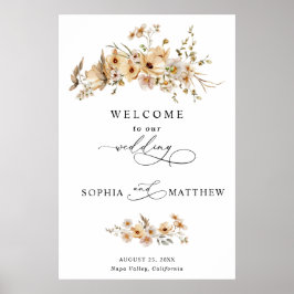 Póster Beige Wild Flowers Wedding