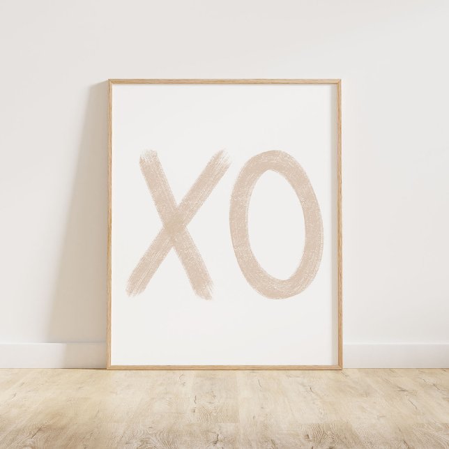 Póster Beige XO (A chalky brush style XO in neutral beige)