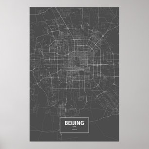 Póster Beijing, China (blanco sobre negro)
