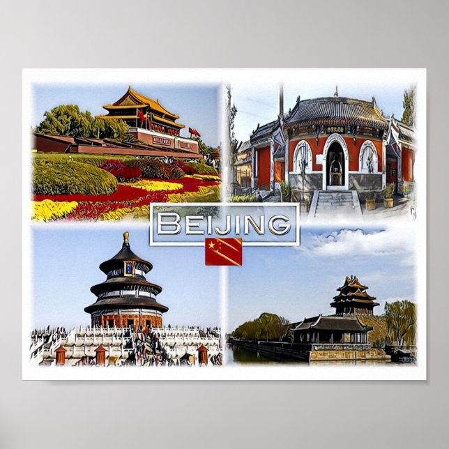 Póster Beijing - China - Mosaico - (Frente)