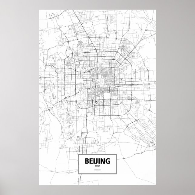 Póster Beijing, China (negro sobre blanco) (Frente)