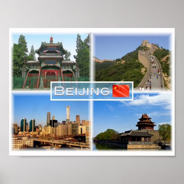 Póster Beijing - Niujie Mosque - Great Wall Badaling - (Frente)