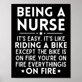 Póster Being A Nurse It's Easy It's Like Riding A Bike