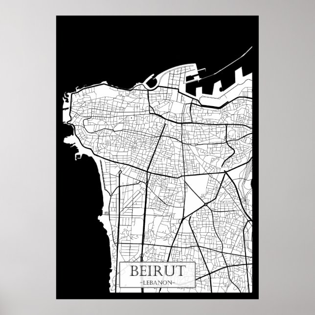 Póster Beirut Lebanon Map (Frente)