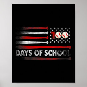 Póster Béisbol 100 días de clases Béisbol Té de cien días