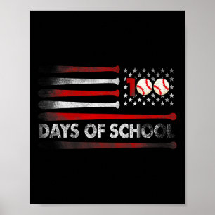 Póster Béisbol 100 días de clases Béisbol Té de cien días