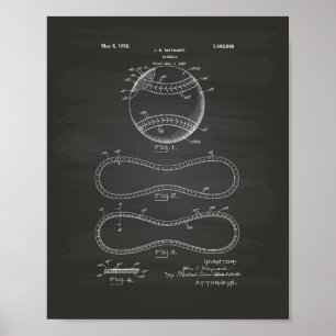 Póster Béisbol 1928 Patent Art - Chalkboard