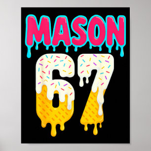 Póster Béisbol 6 7 Helado Goteo Número 67 Divertido Seis
