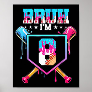 Póster Béisbol 8 años helado goteo cumpleaños 8 Bo