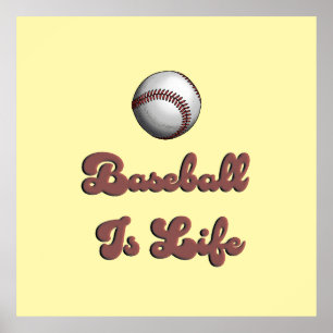 Póster Béisbol Antiguo Es Vida Letra Retro Atlético Enfer