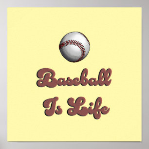 Póster Béisbol Antiguo Es Vida Letra Retro Atlético Enfer