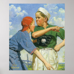 Póster Béisbol Antiguo, Niños, Niños Practicando Deportes