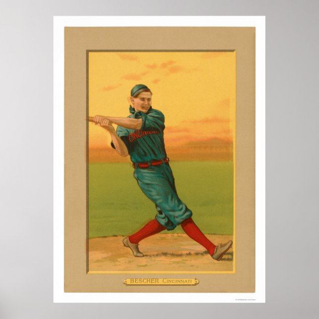 Póster Béisbol Bob Bescher Reds 1911 (Frente)