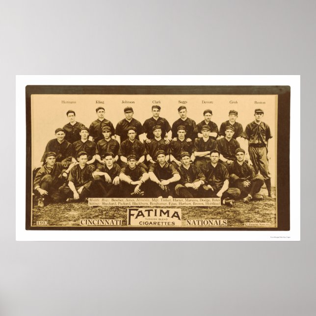 Póster Béisbol Cincinnati Reds 1913 (Frente)