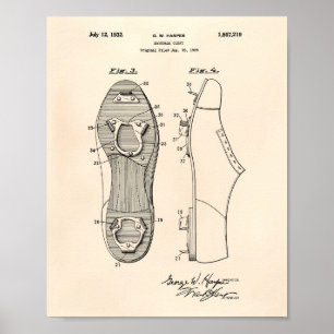 Póster Béisbol Cleat 1928 Patent Art Old Peper