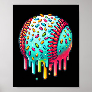 Póster Béisbol con gota de crema de hielo, gota de béisbo