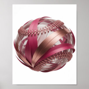 PÓSTER BÉISBOL CON RAYAS ROSADAS Y COBRE Y UN FONDO BLANC