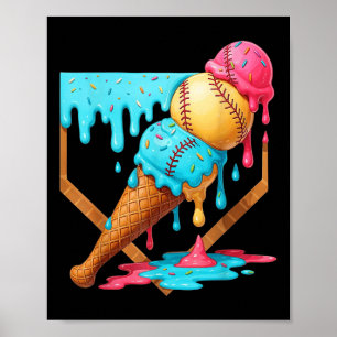 Póster Béisbol Crema De Hielo Deriva Funny Hombres De Béi