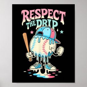 Póster Béisbol Crema De Hielo Gasa Para Niños Chicas Resp