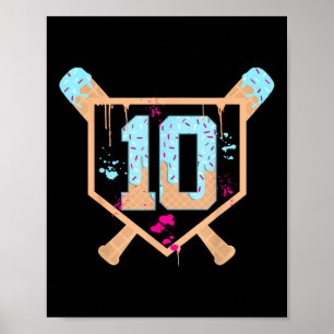 Póster Béisbol de 10 años de edad Ice Cream Drip 10 cumpl
