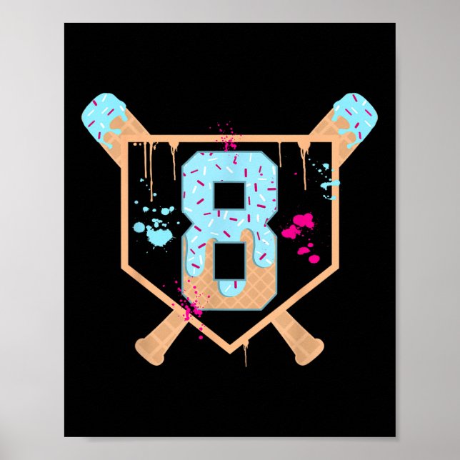 Póster Béisbol De 8 Años De Enojo De Helado De 8 Años Got (Frente)