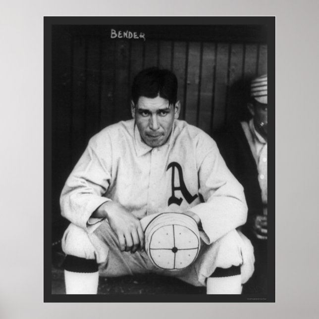 Póster Béisbol de Béisbol Pitcher Bender Athletics 1910 (Frente)