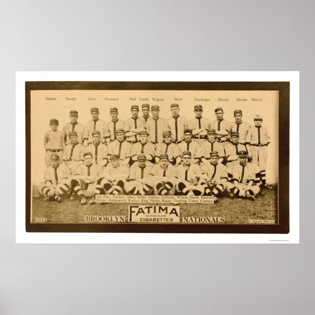 Póster Béisbol de Brooklyn Dodgers 1913 (Frente)