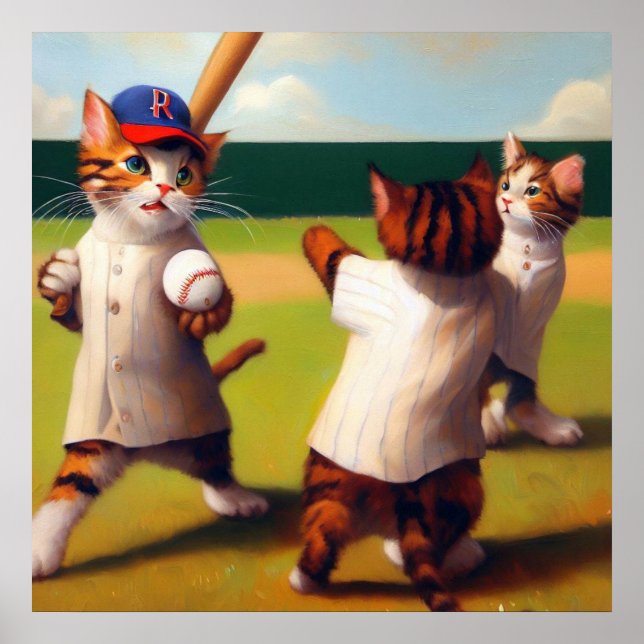 Póster Béisbol de gatos (Frente)