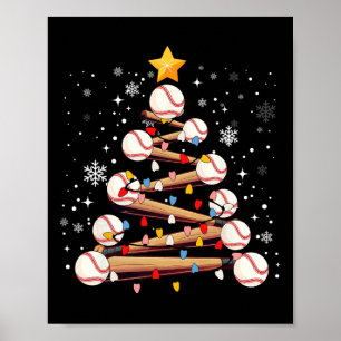 Póster Béisbol de Navidad Luz de árbol de navidad navidad