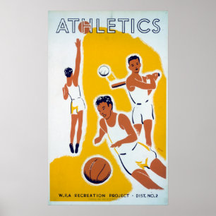 Póster Béisbol del baloncesto del atletismo de WPA del