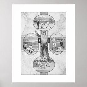 Póster Béisbol del oeste del sur del este del norte,