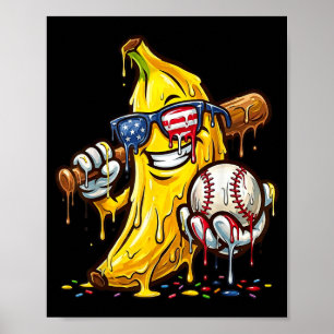 Póster Béisbol Divertido Goteo Bandera Americana Niños Jó
