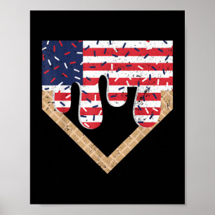 Póster Béisbol Drip Boy Helado Patriótico Estadounidense