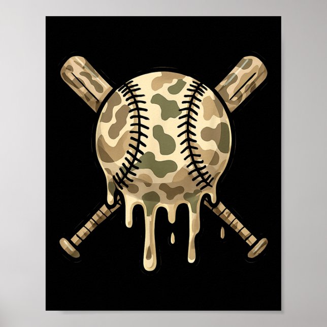 Póster Beisbol Drip Camo Bats Boys Sports Guay (Frente)
