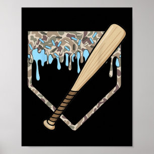 Póster Beisbol Drip Camo Béisbol Home Plate Bat Boys Sp