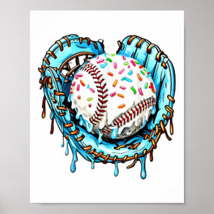 Póster Béisbol Drip Helado Crema de Hielo Raspa Guante de