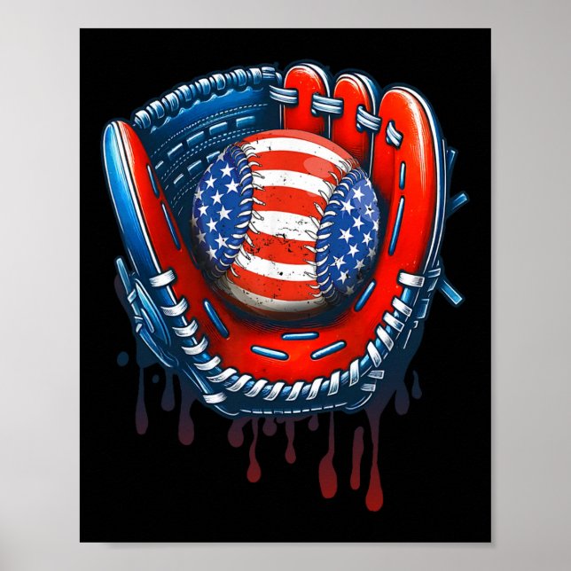 Póster Béisbol Drip Ice Cream Sprinkles 4 De Julio Base (Frente)