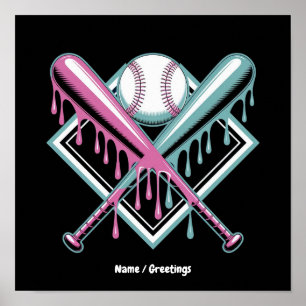 Póster Béisbol Drip Para Niños Helado Bate – Juventud Fre