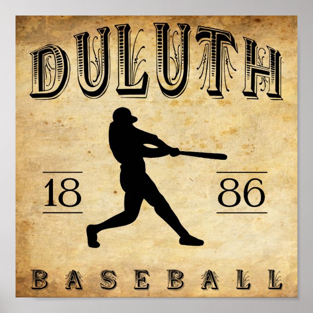 Póster Béisbol Duluth Minnesota 1886 (Frente)
