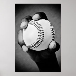 Póster béisbol en mano