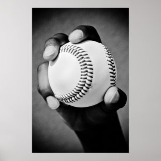Póster béisbol en mano
