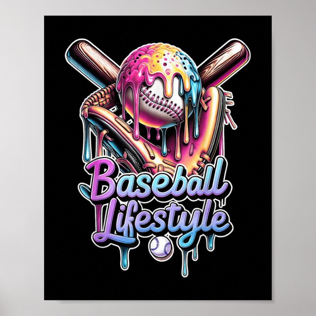 Póster Béisbol Estilo de vida Ice Cream Drin Hombres Niño (Frente)