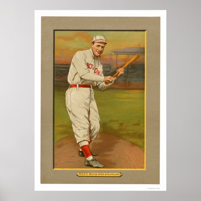 Póster Béisbol Harry Niles Red Sox 1911 (Frente)