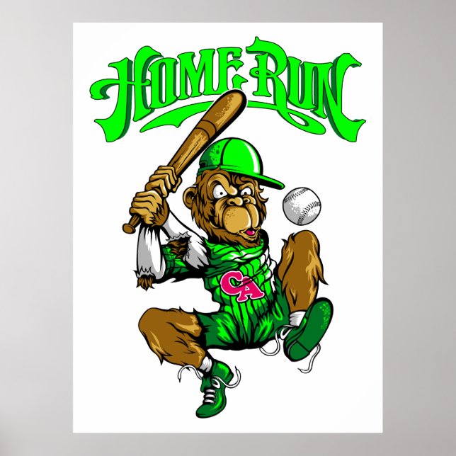 Póster Béisbol Home Run Monkey (Frente)