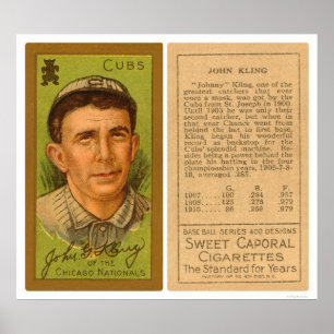 Póster Béisbol John Kling Cubs 1911