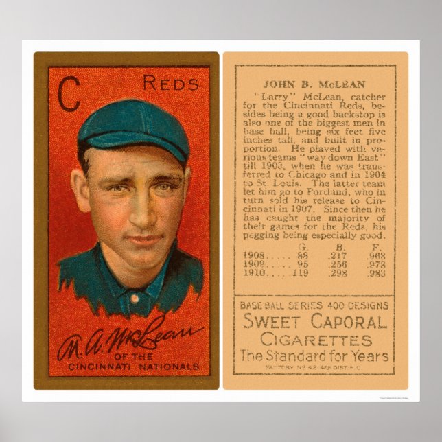 Póster Béisbol Larry McLean Reds 1911 (Frente)
